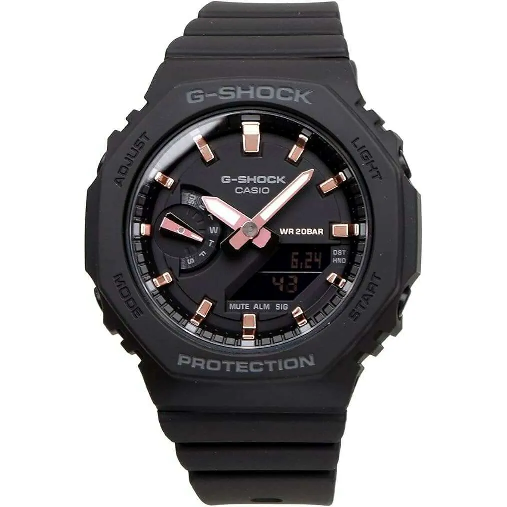 CASIO G-SHOCK OCTAGON DESIGN BLACK & PINK GOLD UNISEX WATCH GMA-S2100-1A