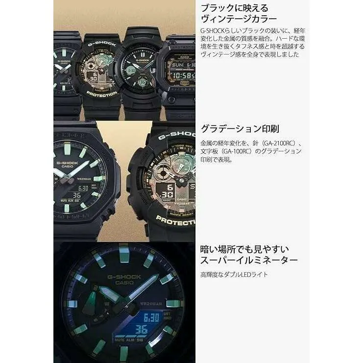 CASIO G-SHOCK TEAL AND BROWN COLOR SERIES ANALOG DIGITAL BLACK MEN WATCH GA-2100RC-1AJF