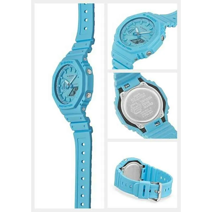 CASIO G-SHOCK TONE ON TONE SERIES ANALOG DIGITAL DIAL TURQUOISE BLUE MEN WATCH GA-2100-2A2JF