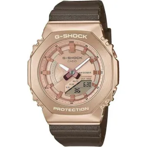 CASIO G-SHOCK WEB-EXCLUSIVE METAL COVERED BROWN & PEACH GOLD LADIES WATCH GM-S2100CB-5AJF