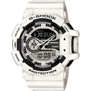 CASIO G-SHOCK WHITE STRAP ANALOG DIGITAL BLACK DIAL MEN WATCH GA-400-7AJF