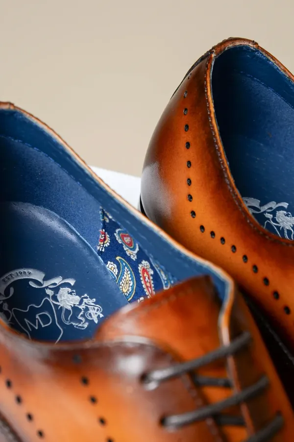 Chaussures en cuir marron, Marc Darcy Jake - Brogue à bout d'aile