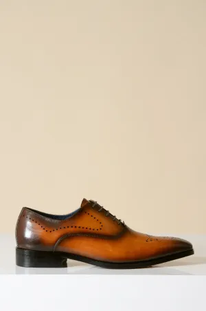 Chaussures en cuir marron, Marc Darcy Jake - Brogue à bout d'aile