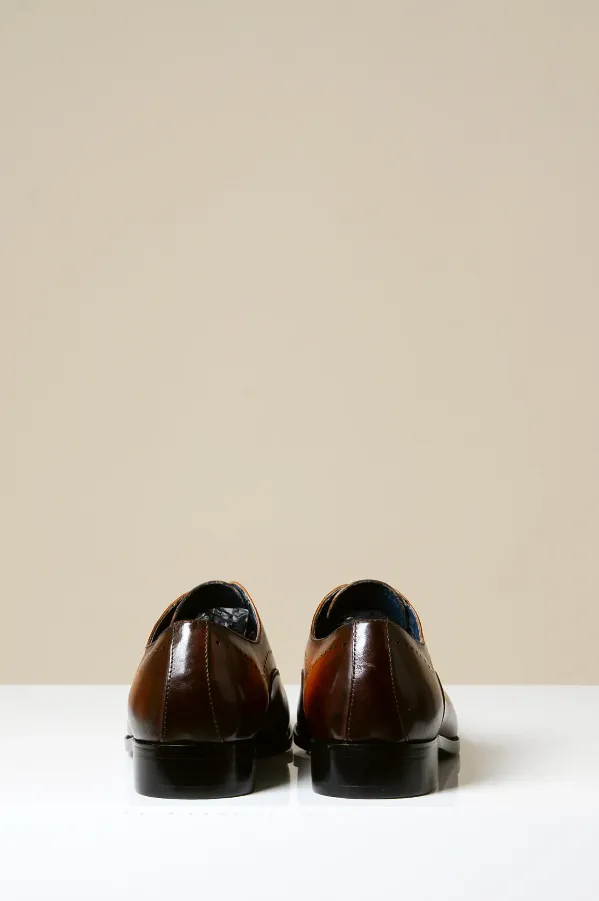 Chaussures en cuir marron, Marc Darcy Jake - Brogue à bout d'aile