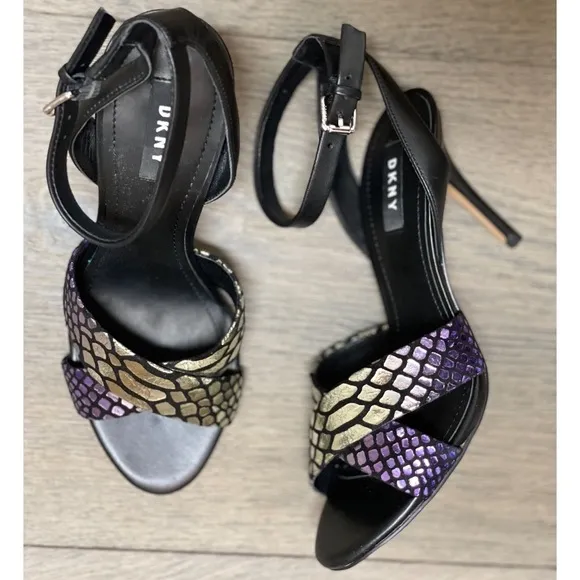 DKNY Ivy Leather Open Toe Ankle Strap Sandal