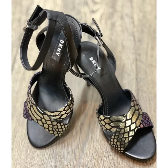 DKNY Ivy Leather Open Toe Ankle Strap Sandal