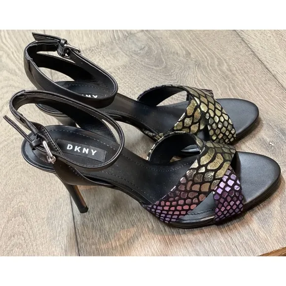 DKNY Ivy Leather Open Toe Ankle Strap Sandal