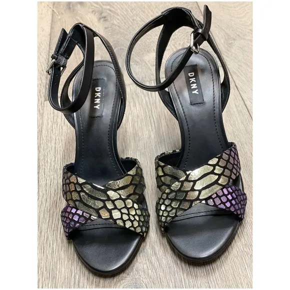 DKNY Ivy Leather Open Toe Ankle Strap Sandal