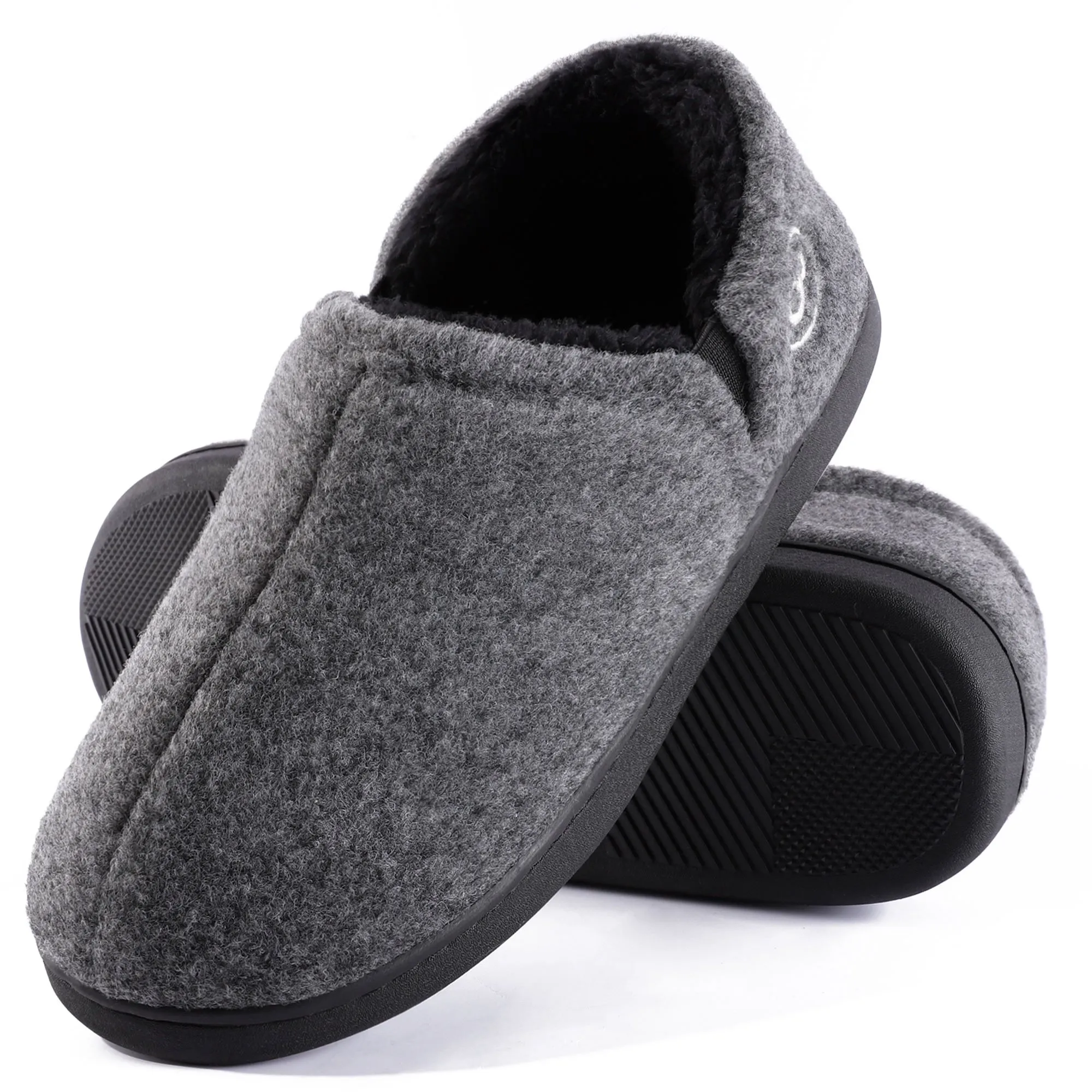 Ecetana Slippers for Men Slip On Fuzzy Slippers Comfort Warm House Shoes Indoor Outdoor