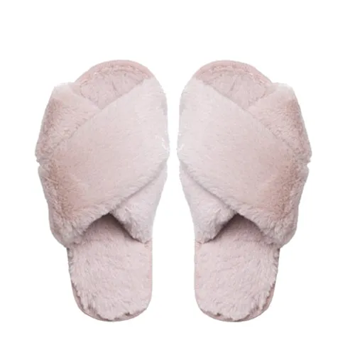 Evie Baby Pink Fluffy Slippers