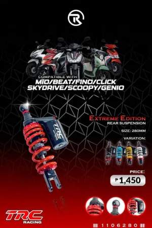F - TRC REAR SHOCK WITH TANK 280MM - MIO (RED)
