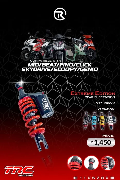 F - TRC REAR SHOCK WITH TANK 280MM - MIO (RED)