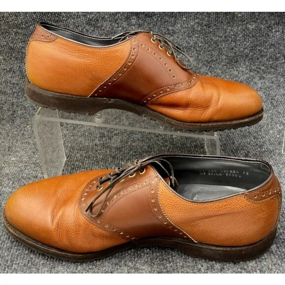 FootJoy Golf Shoes Men’s 11 EEE Wide Brown Leather Soft Spikes Saddle Oxford