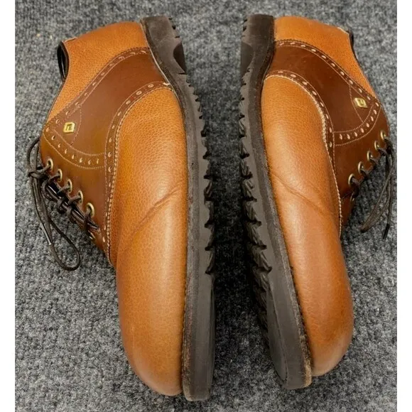 FootJoy Golf Shoes Men’s 11 EEE Wide Brown Leather Soft Spikes Saddle Oxford