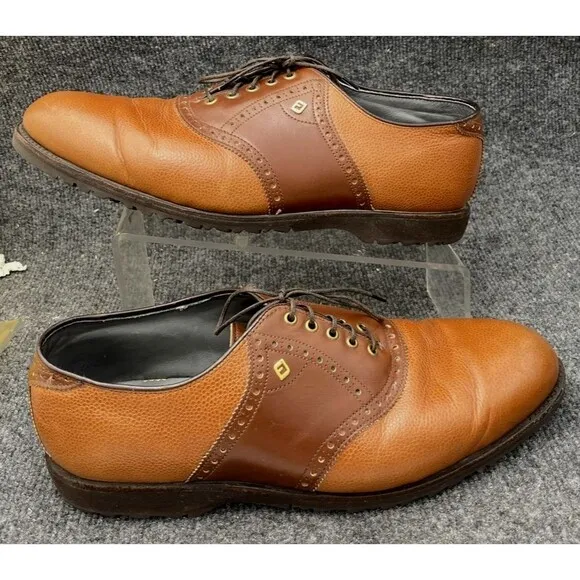 FootJoy Golf Shoes Men’s 11 EEE Wide Brown Leather Soft Spikes Saddle Oxford