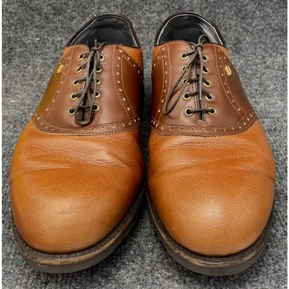 FootJoy Golf Shoes Men’s 11 EEE Wide Brown Leather Soft Spikes Saddle Oxford