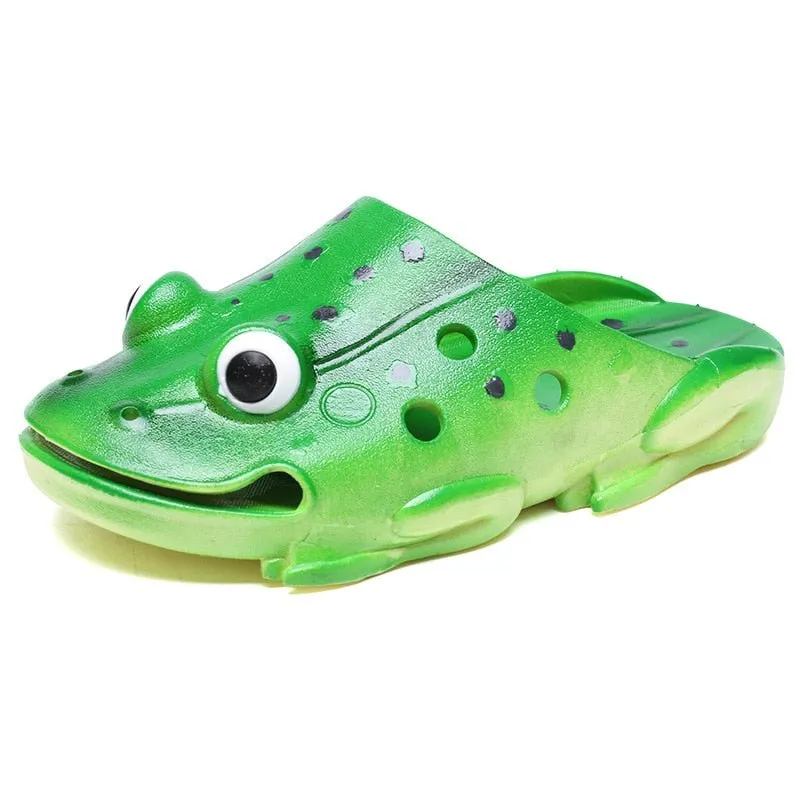 Frog Cartoon Summer Slippers: Family Beach Footwear