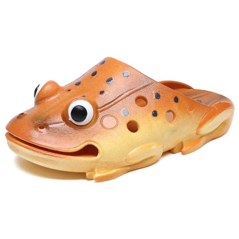 Frog Cartoon Summer Slippers: Family Beach Footwear