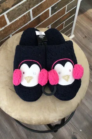 Fuzzy Penguin Slippers