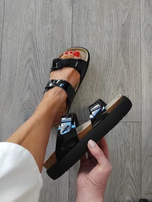 Genuins - G106291 Black Patent Platform Mule