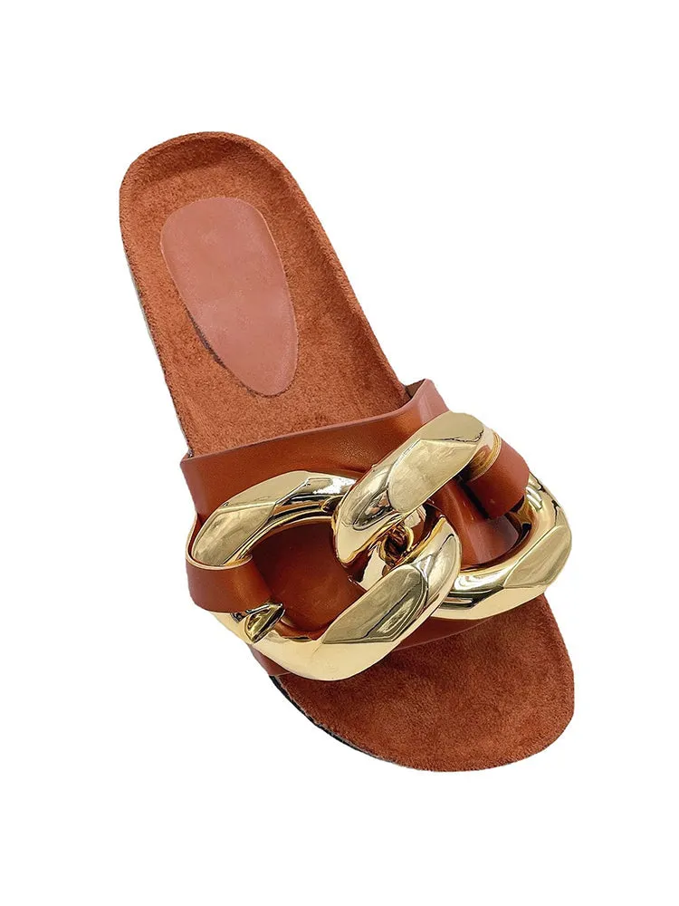 Gold Chain Flat Heel Slipper
