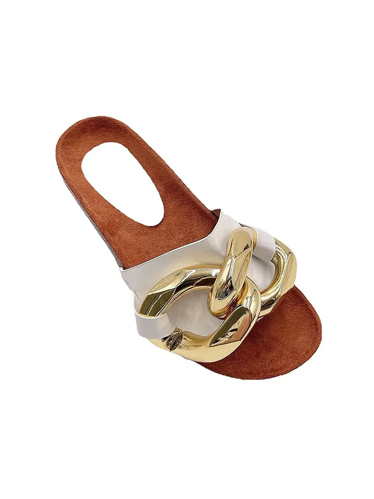Gold Chain Flat Heel Slipper