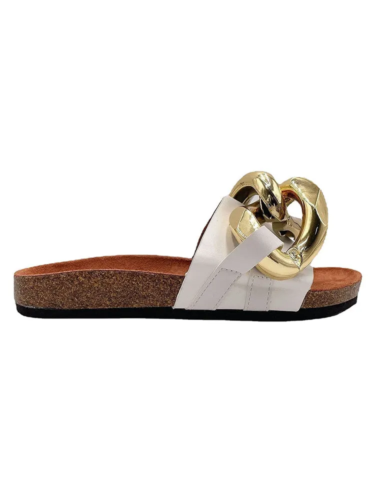 Gold Chain Flat Heel Slipper