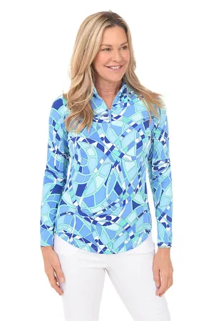 Gottex  Mock Neck Sun Shirt - Porto Fino Blue