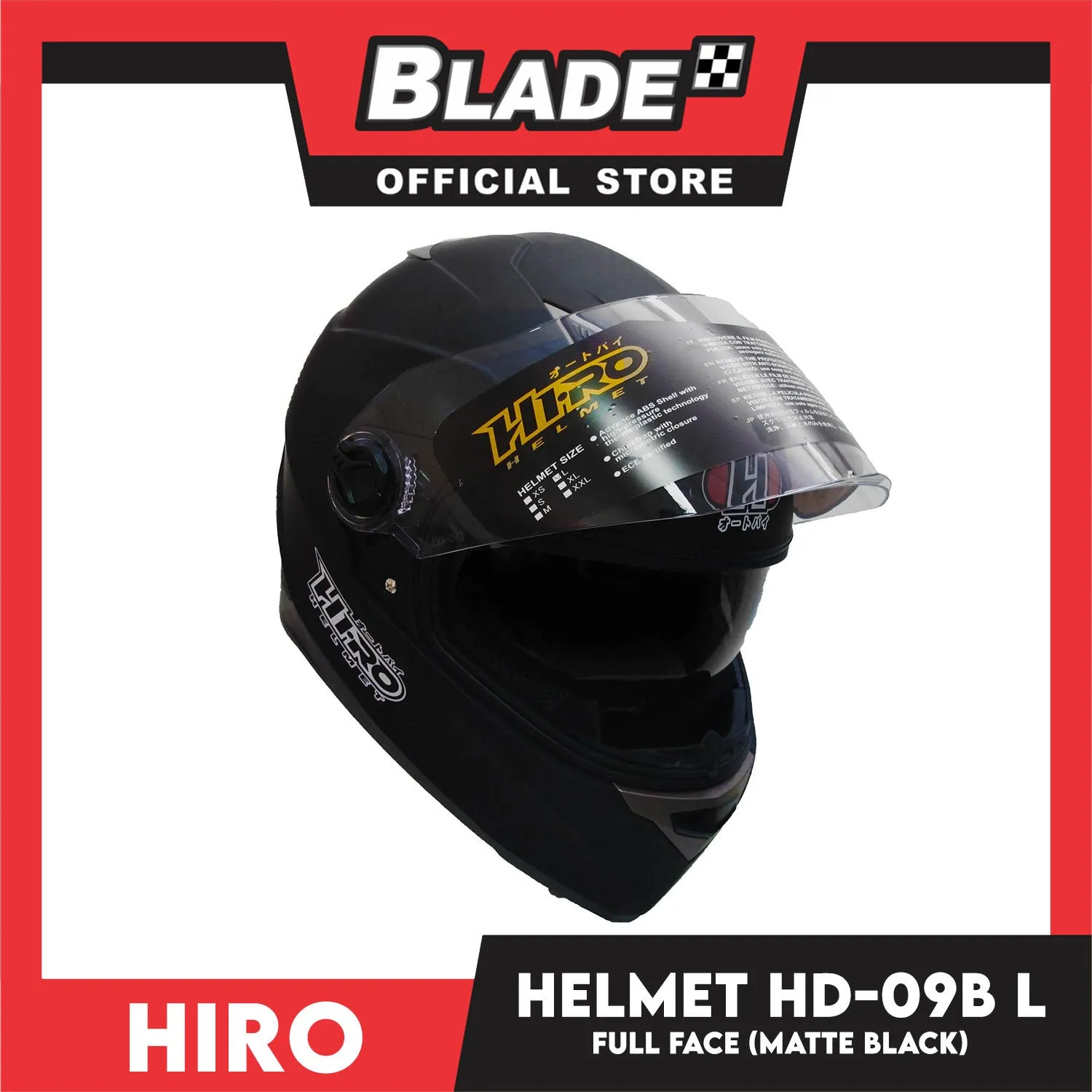 HIRO Helmet HD-09B Matte Black (Full Face)