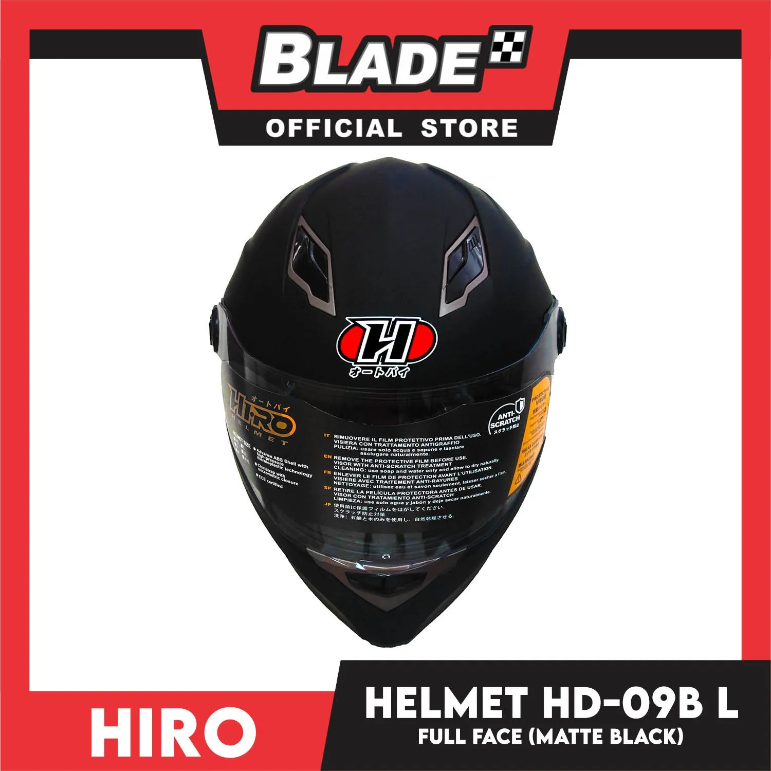 HIRO Helmet HD-09B Matte Black (Full Face)