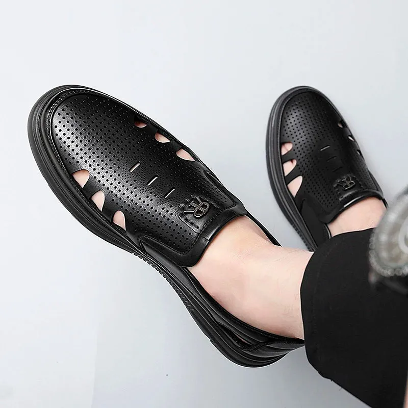 Hochwertige Echte Leder Herren Business Sandalen