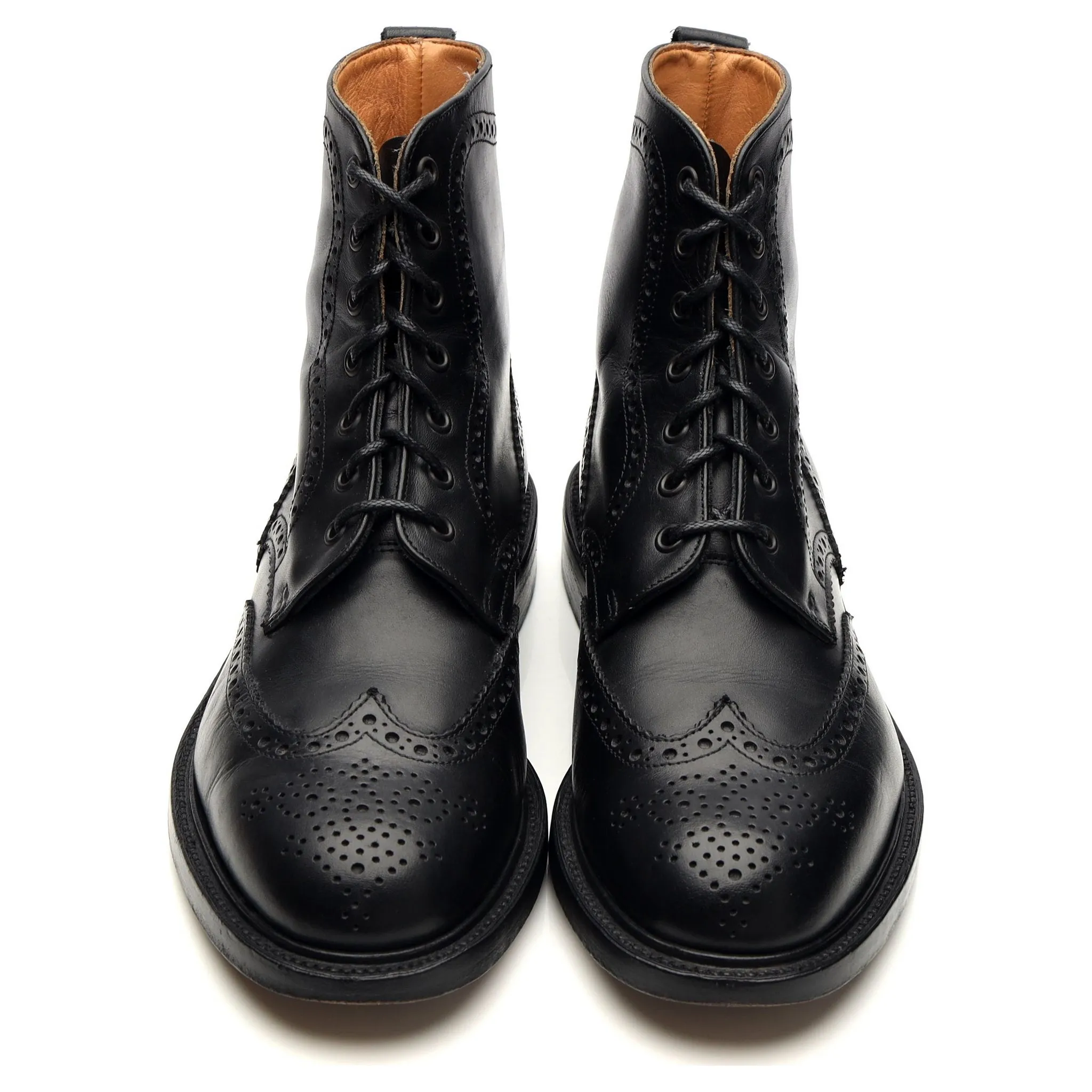 'Howard' Black Leather Boots Brogues UK 8