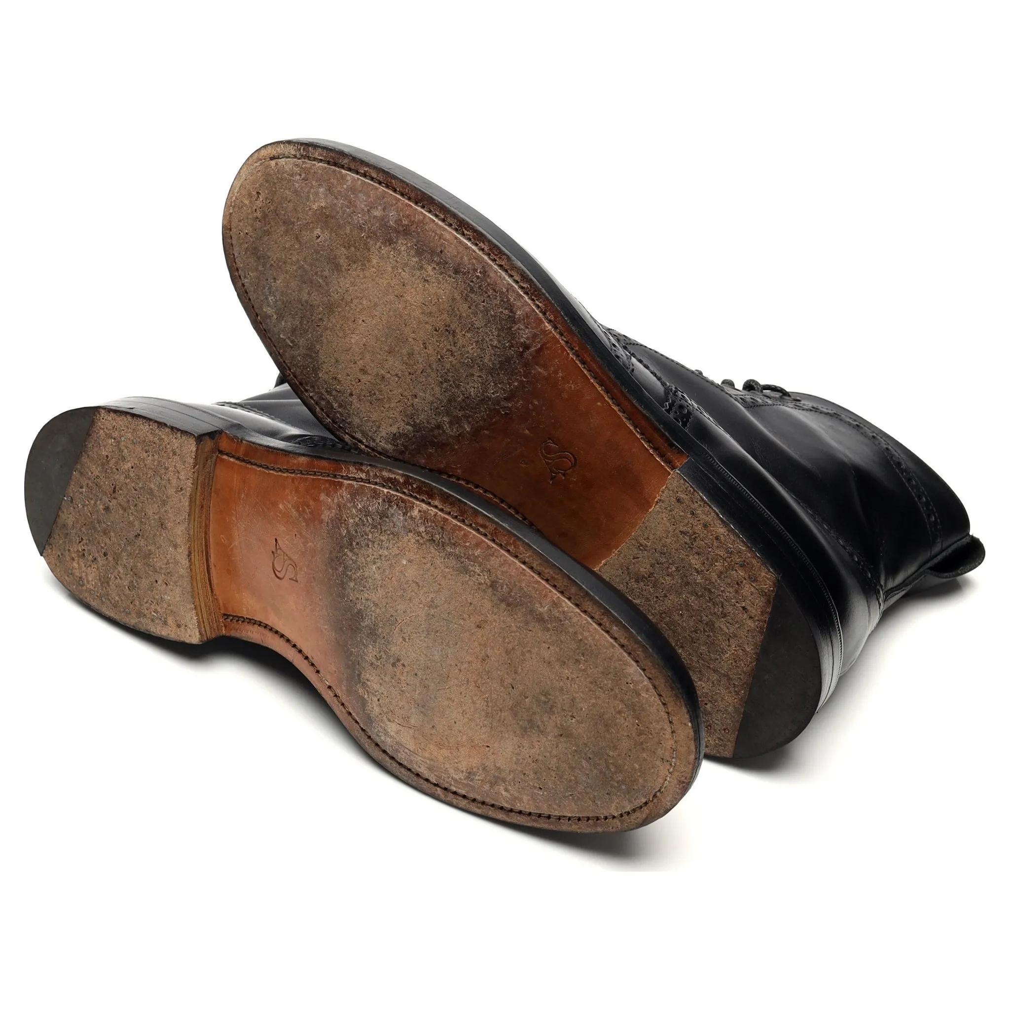 'Howard' Black Leather Boots Brogues UK 8