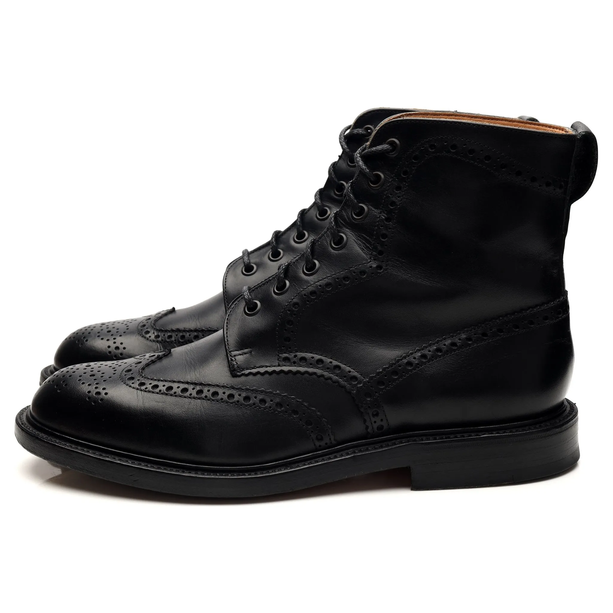 'Howard' Black Leather Boots Brogues UK 8