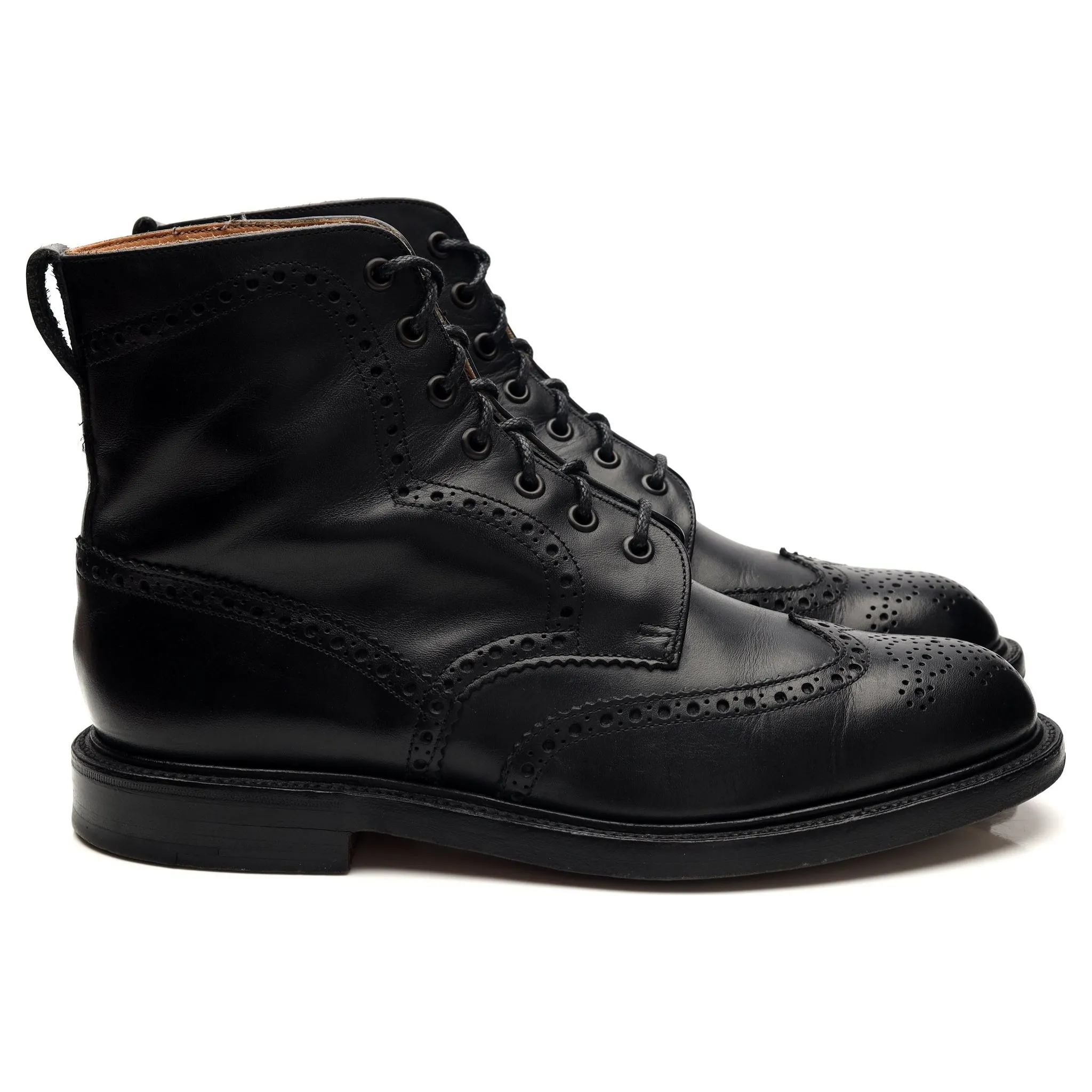 'Howard' Black Leather Boots Brogues UK 8