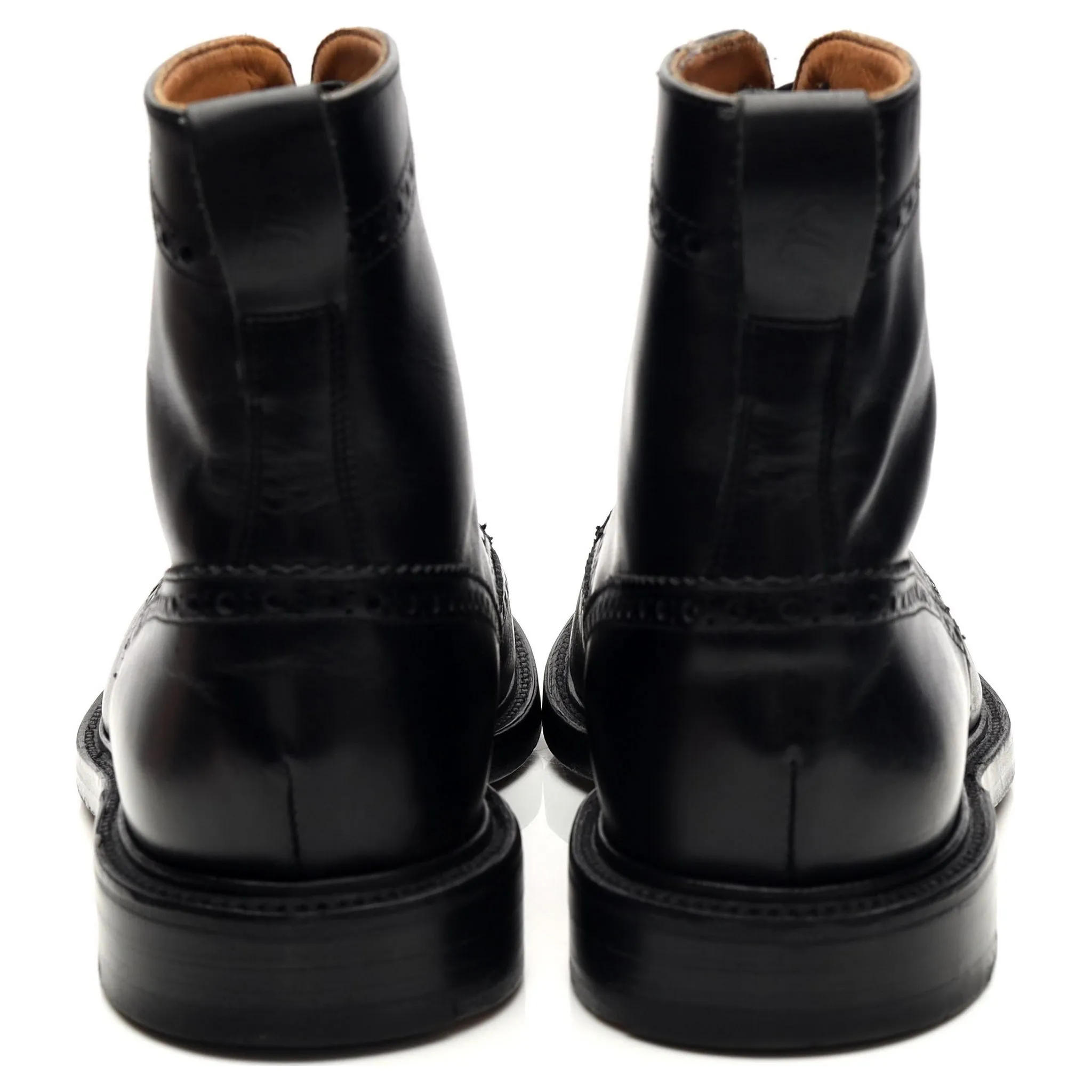 'Howard' Black Leather Boots Brogues UK 8