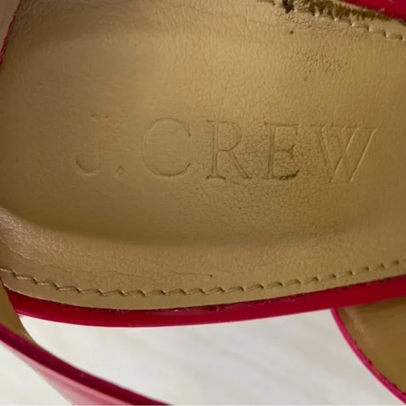 J.Crew Made in Italy Bright pink patent heeled sandals size 5