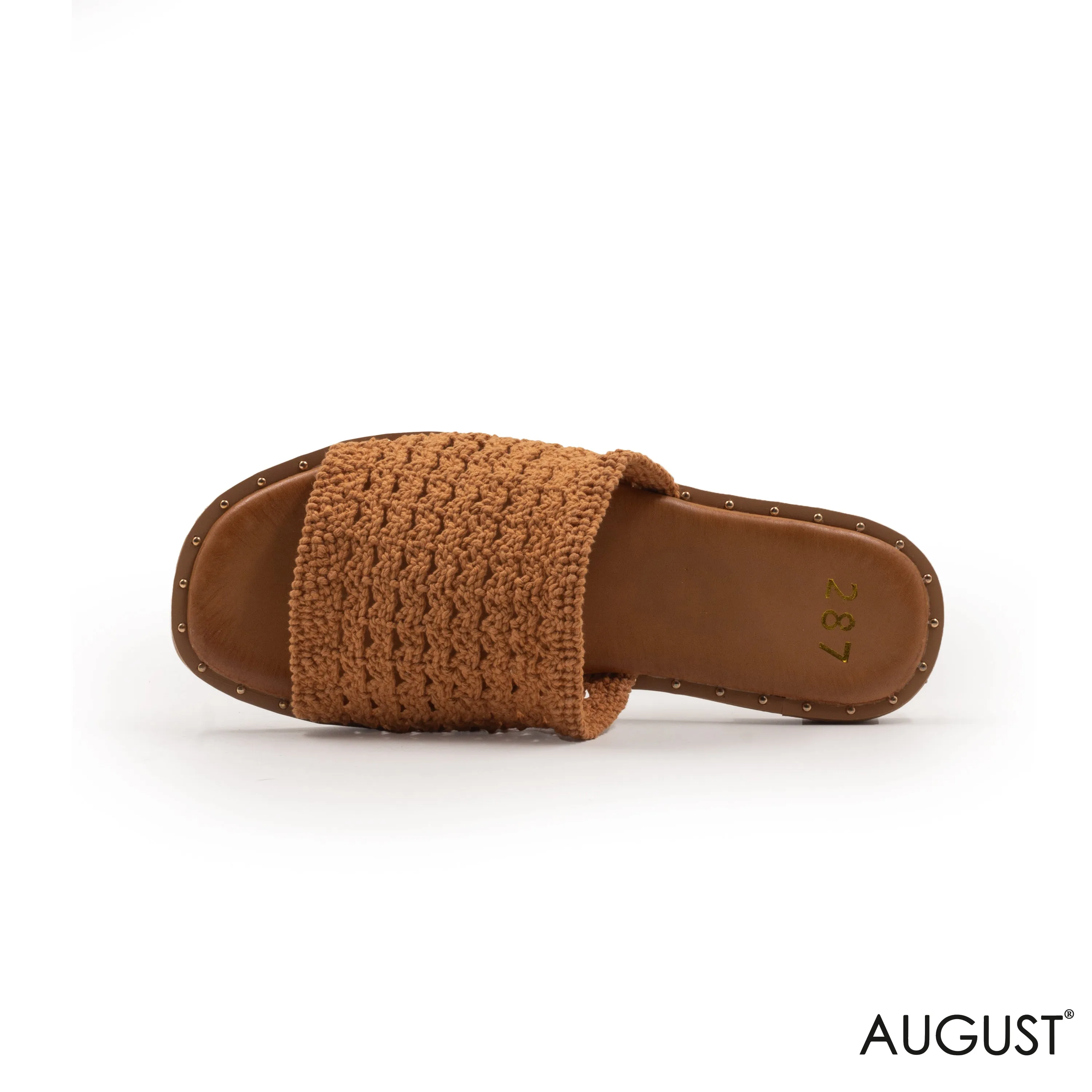 KNIT TEXTILE SLIPPER ,FLAT LEATHER SOLE