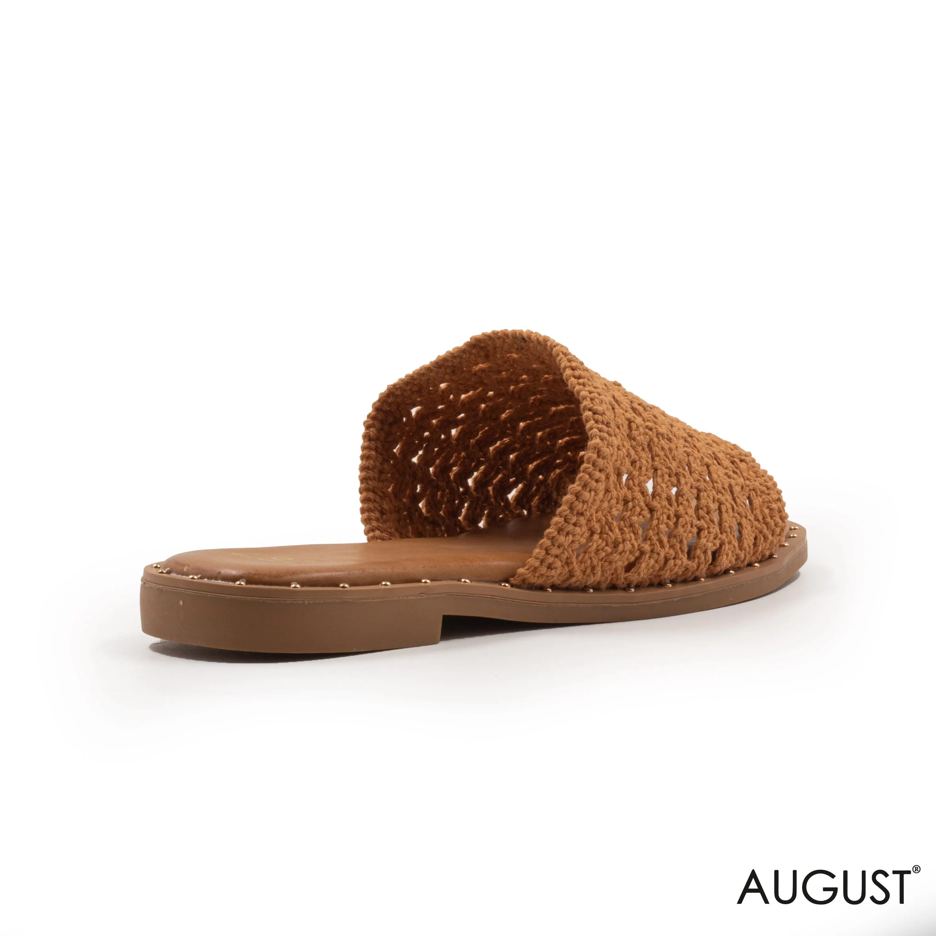 KNIT TEXTILE SLIPPER ,FLAT LEATHER SOLE