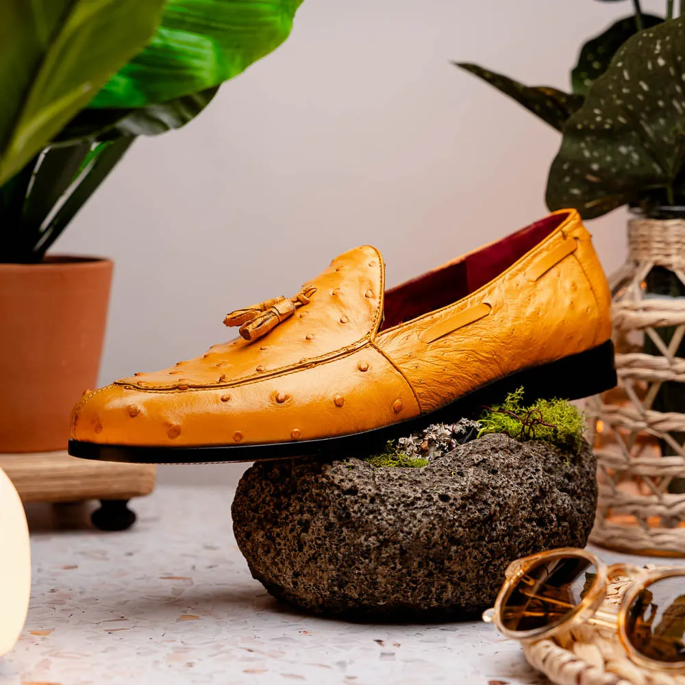 Marco Di Milano Aubiere in Buttercup Ostrich Tassel Loafers
