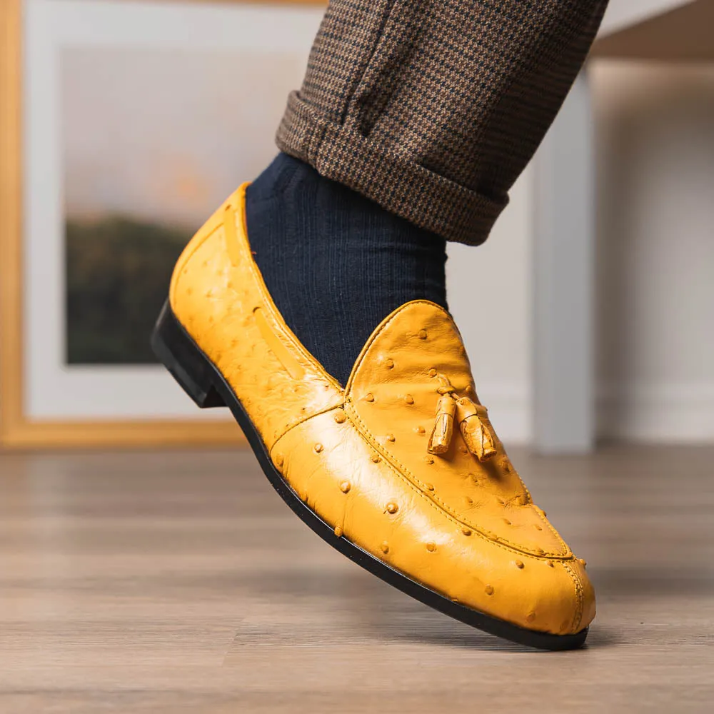 Marco Di Milano Aubiere in Buttercup Ostrich Tassel Loafers