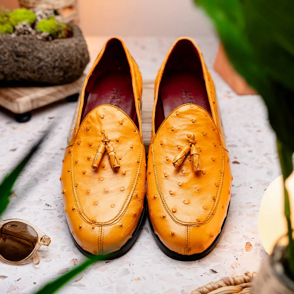 Marco Di Milano Aubiere in Buttercup Ostrich Tassel Loafers