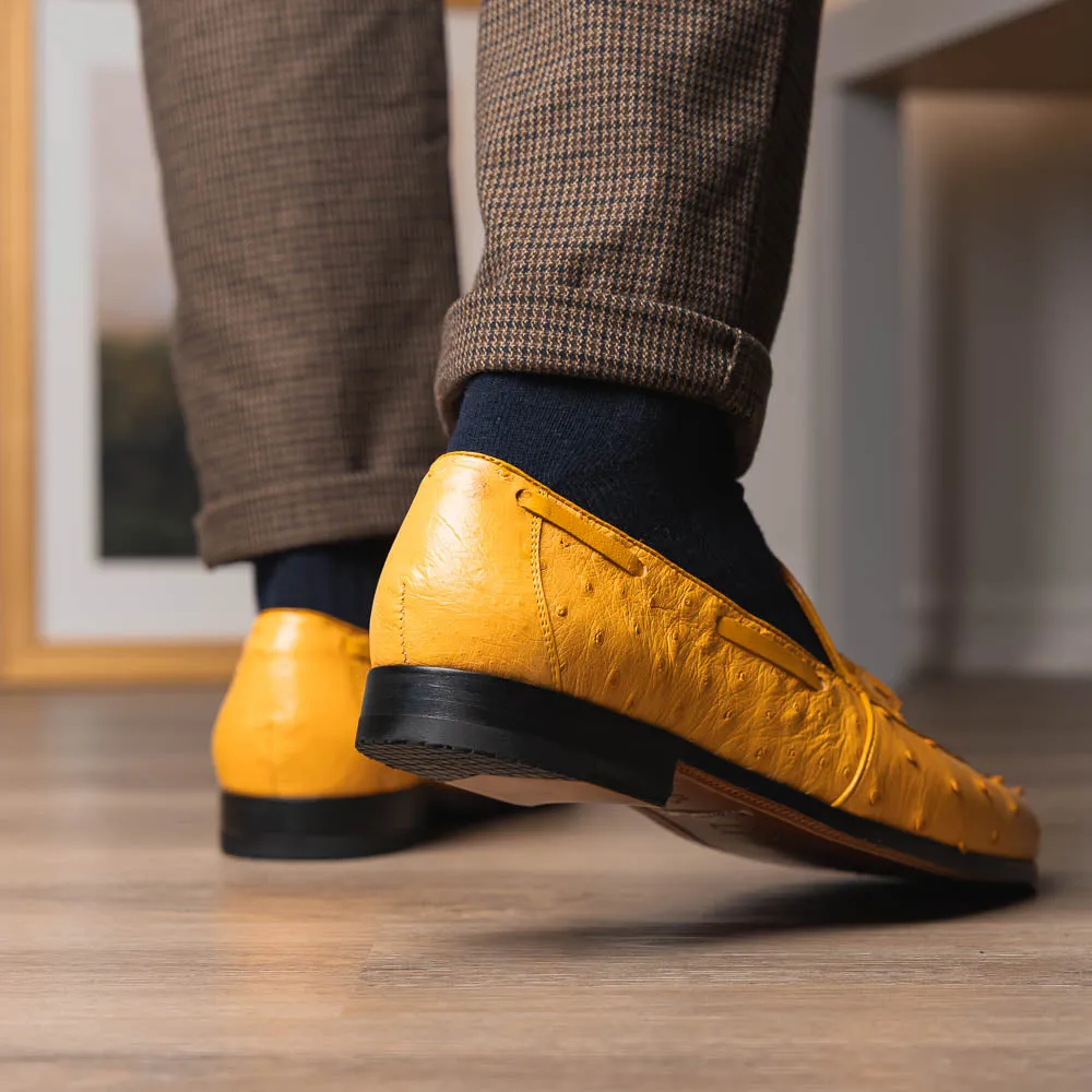 Marco Di Milano Aubiere in Buttercup Ostrich Tassel Loafers