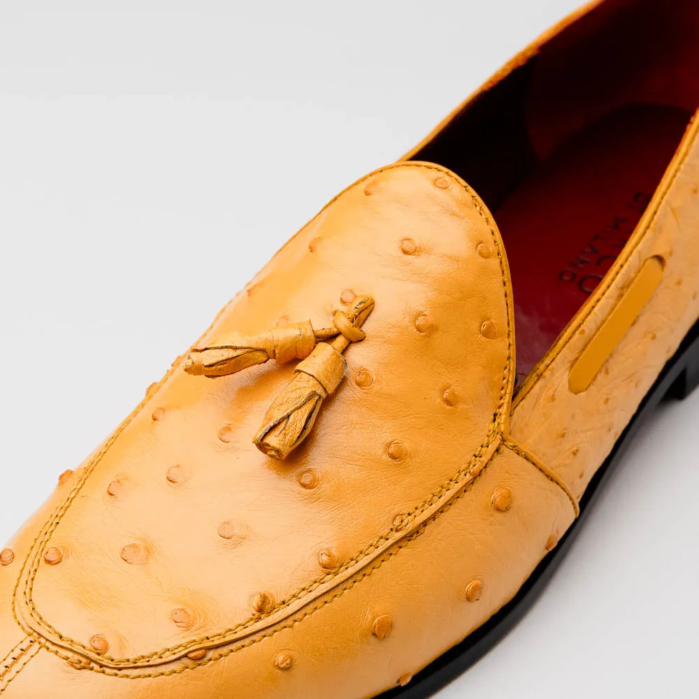 Marco Di Milano Aubiere in Buttercup Ostrich Tassel Loafers