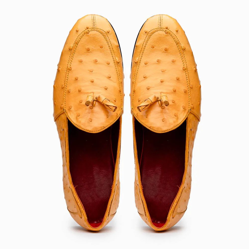 Marco Di Milano Aubiere in Buttercup Ostrich Tassel Loafers