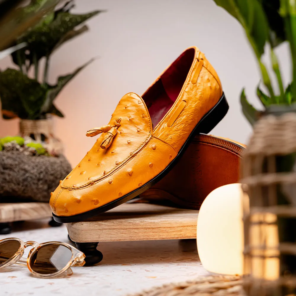 Marco Di Milano Aubiere in Buttercup Ostrich Tassel Loafers