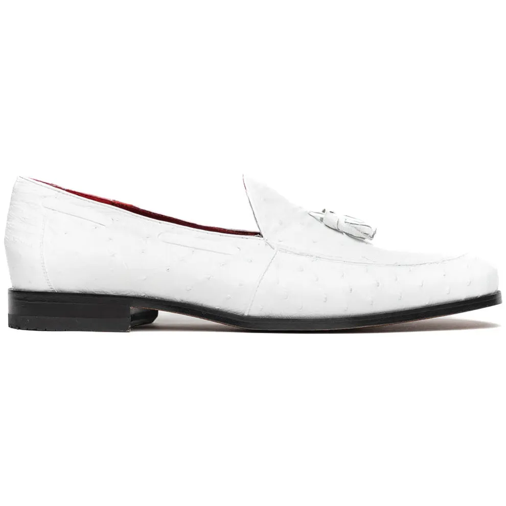 Marco Di Milano Aubiere White Ostrich Quill Tassel Loafers