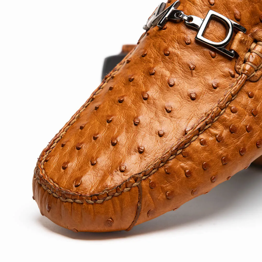 Marco Di Milano Bolonia Brandy Ostrich Quill Bit Loafers