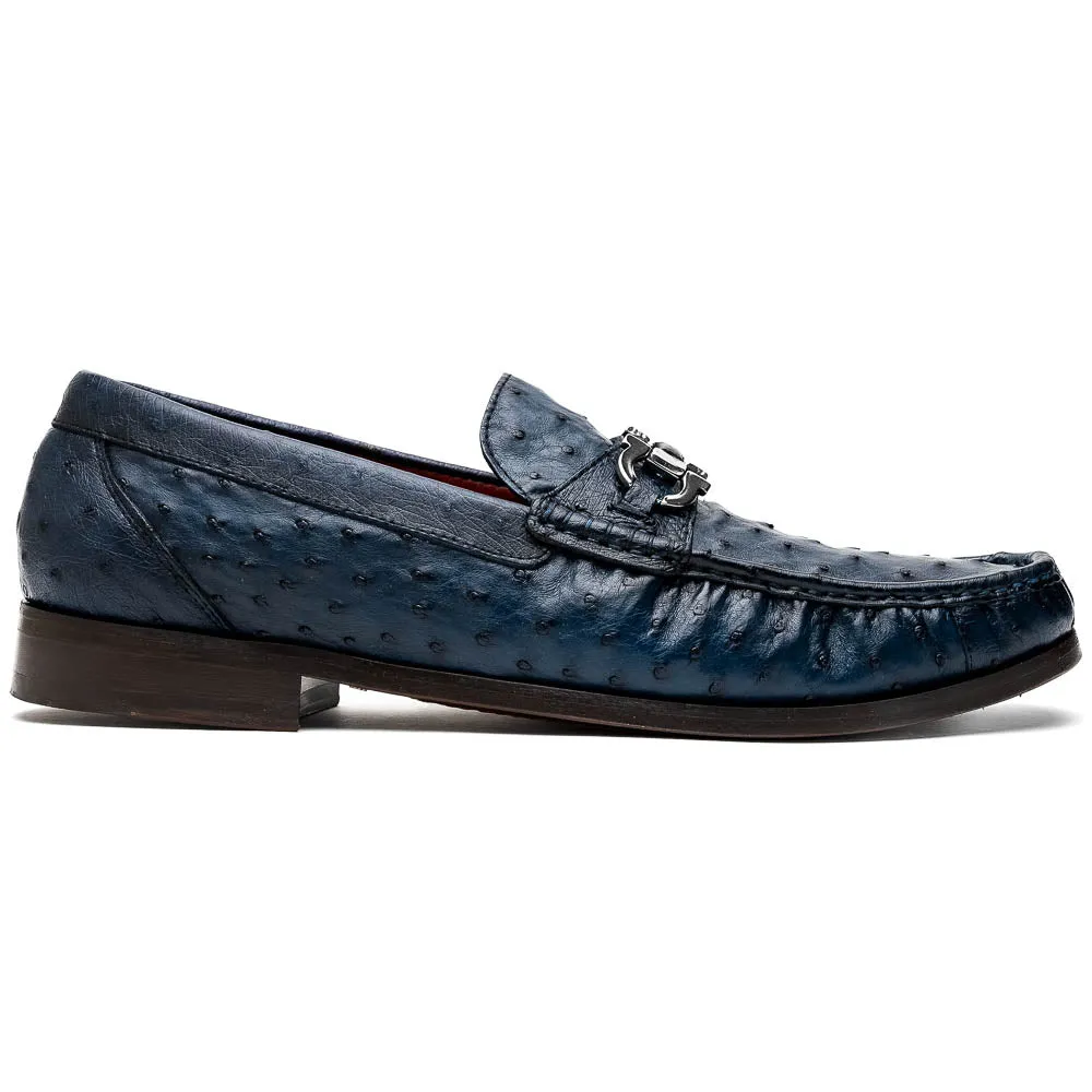 Marco Di Milano Ferrioni Navy Ostrich Bit Loafers