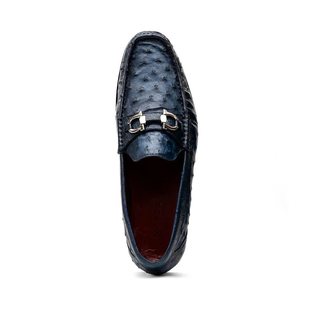 Marco Di Milano Ferrioni Navy Ostrich Bit Loafers